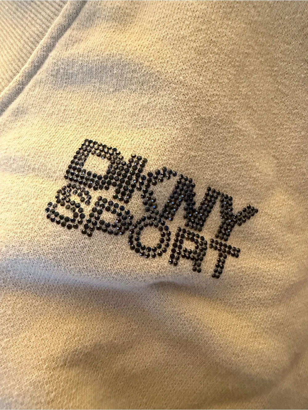 DKNY Beige V-Neck Sweatshirt